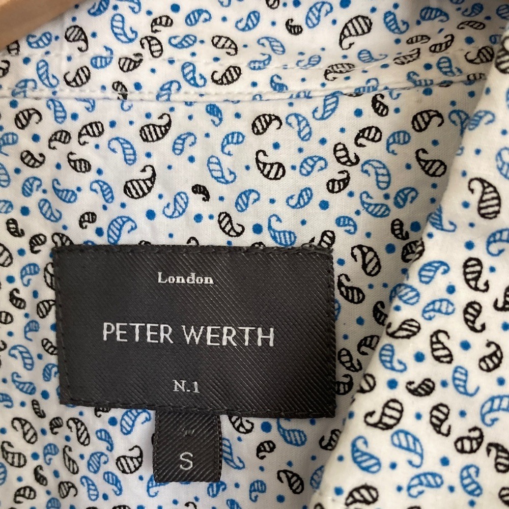Peter Werth London N1 Men's Short Sleeve Button Front Shirt Size Small‎ Paisley - Picture 3 of 10